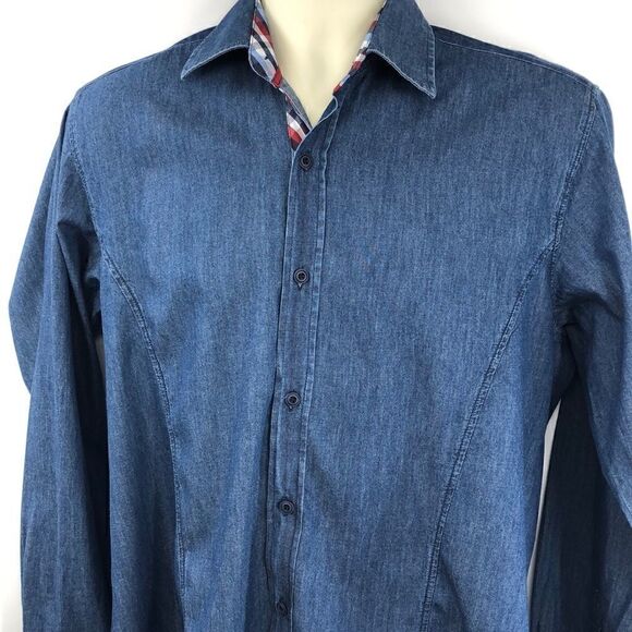 Enzo Tovare long sleeve chambray cotton shirt - Picture 2 of 7